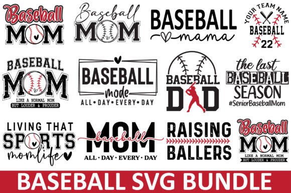 A Baseball Mom Quotes SVG Bundle for Graphics and Crafts