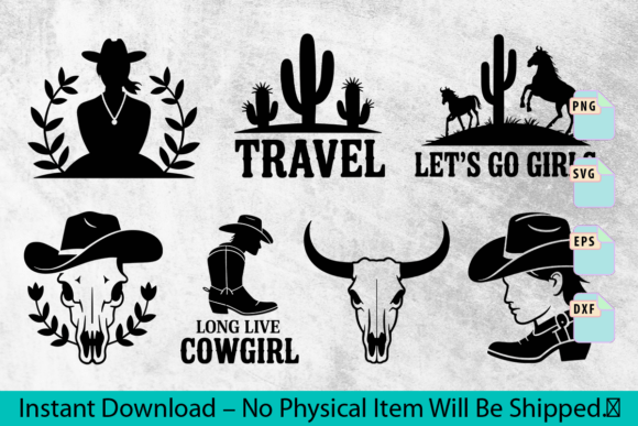Cowgirl Silhouettes Western SVG Set: Perfect for Crafts and Graphics