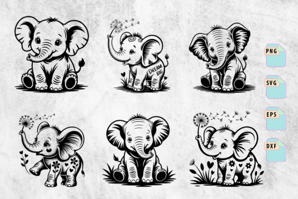 Cute Baby Elephant SVG Bundle: Perfect for Crafts & Graphics
